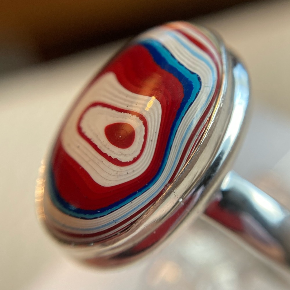 Fordite Sterling silver ring